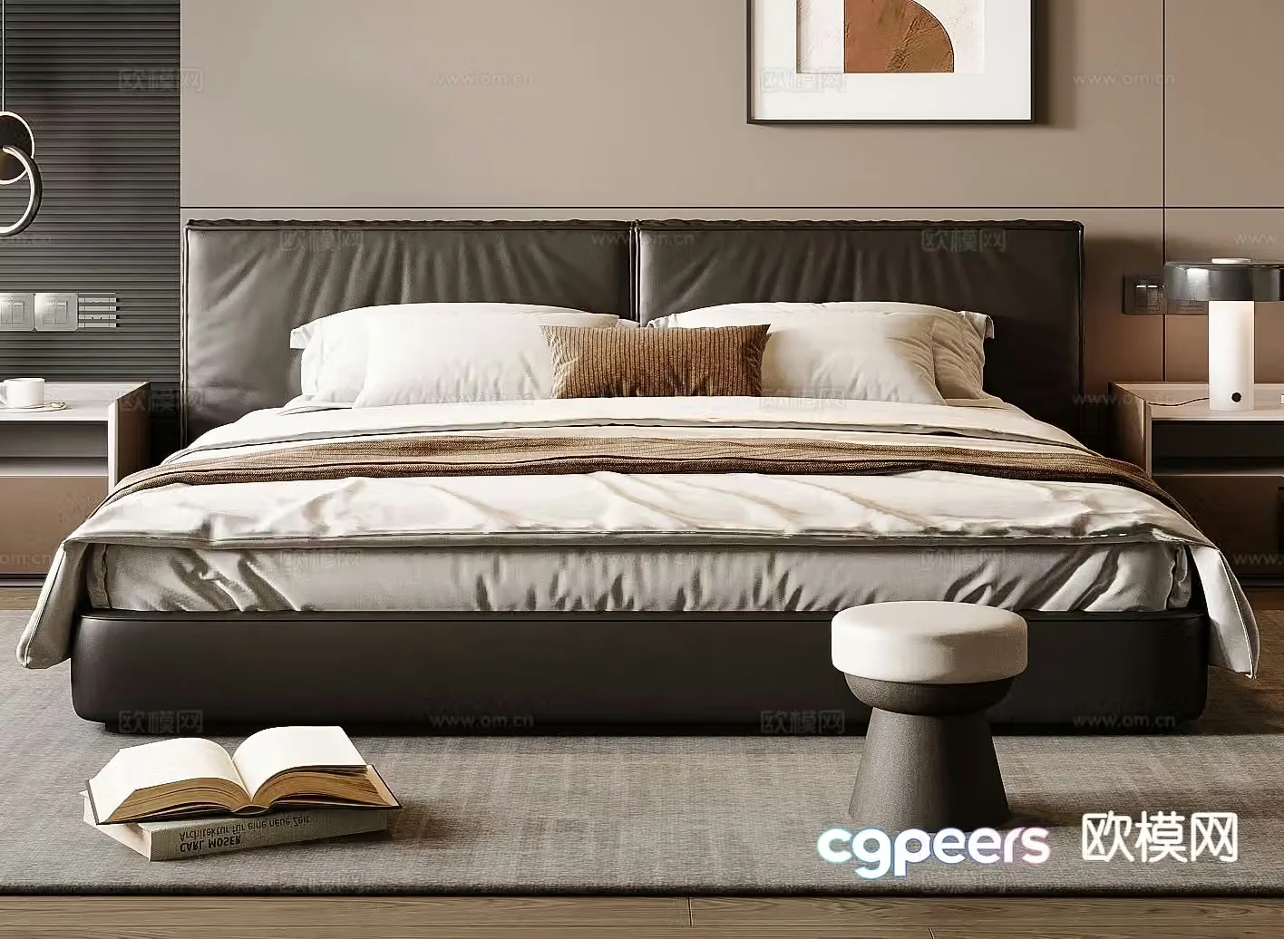 Italian double bed 3d model