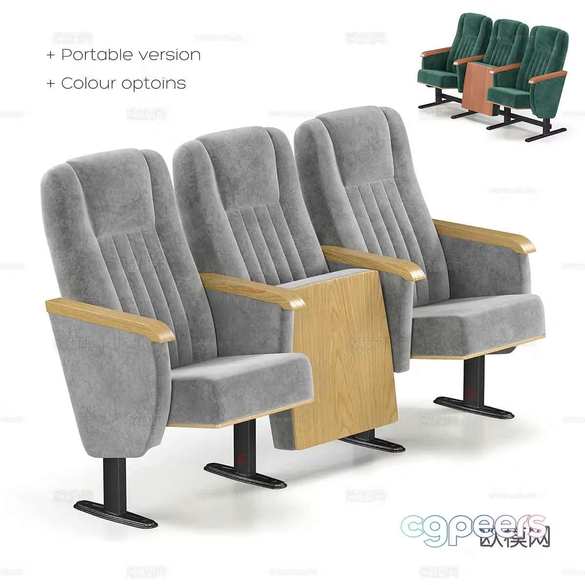 Modern theater chair row chair 3d model