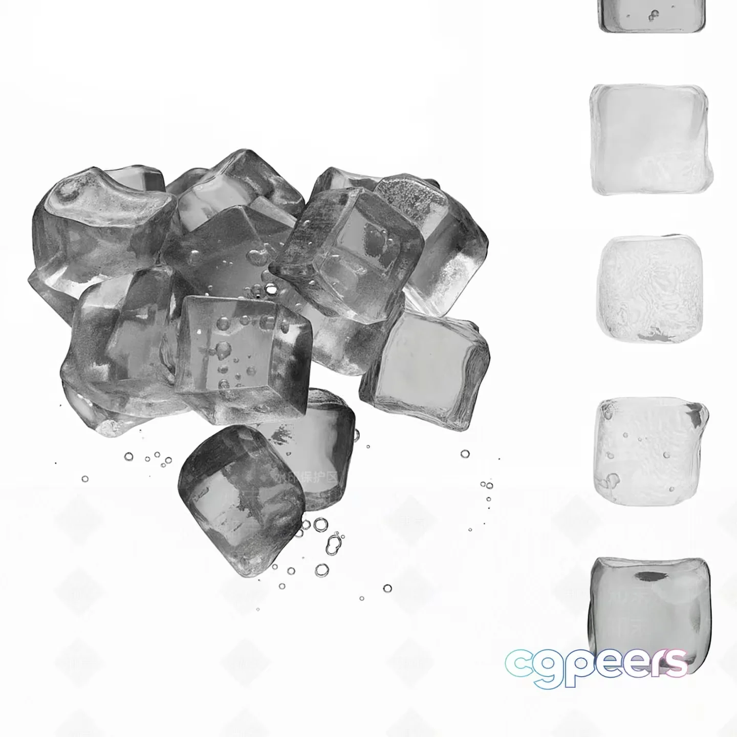 Ice Cubes 3D Model – 21462 – VRAY Render