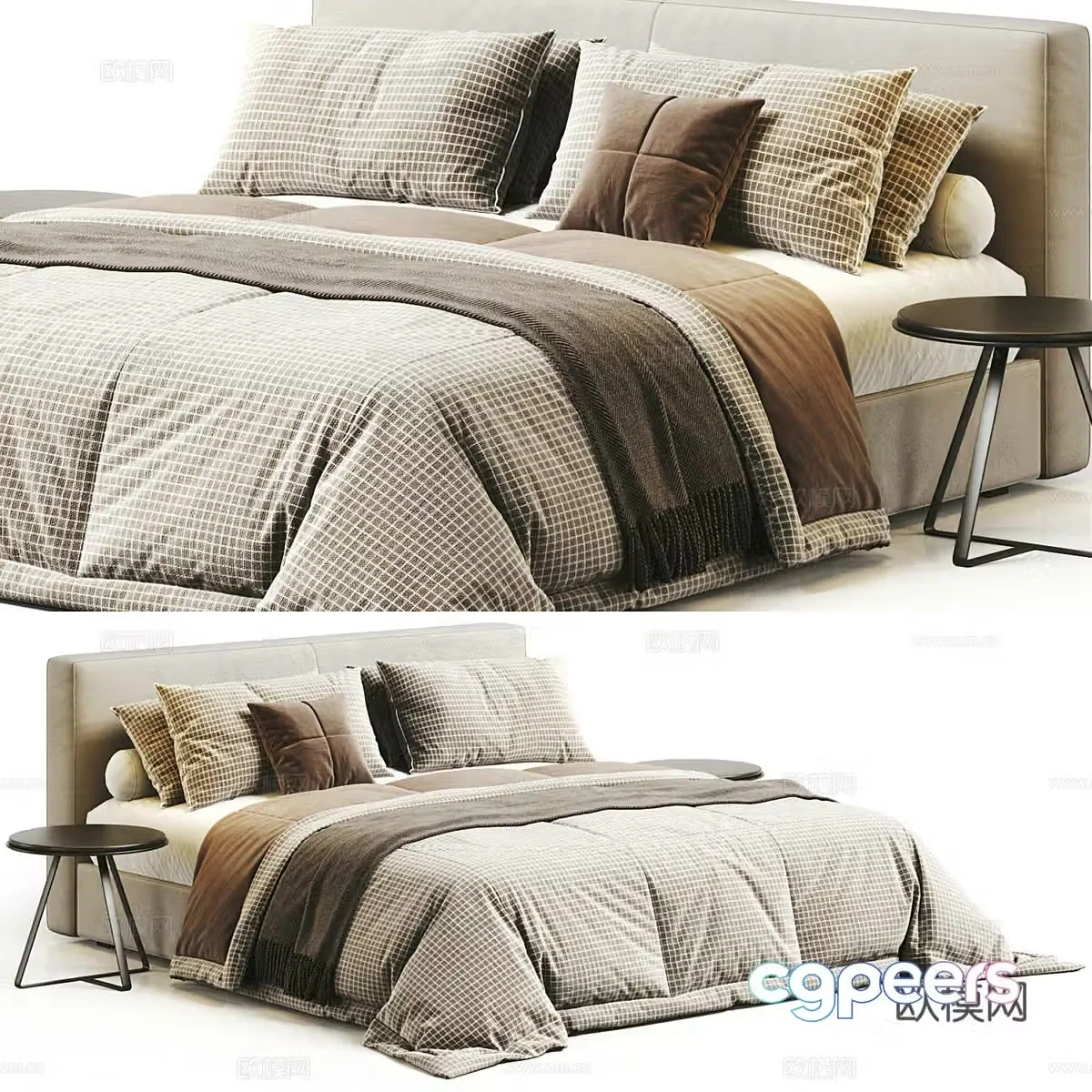 Modern Italian fabric double bed 3D model