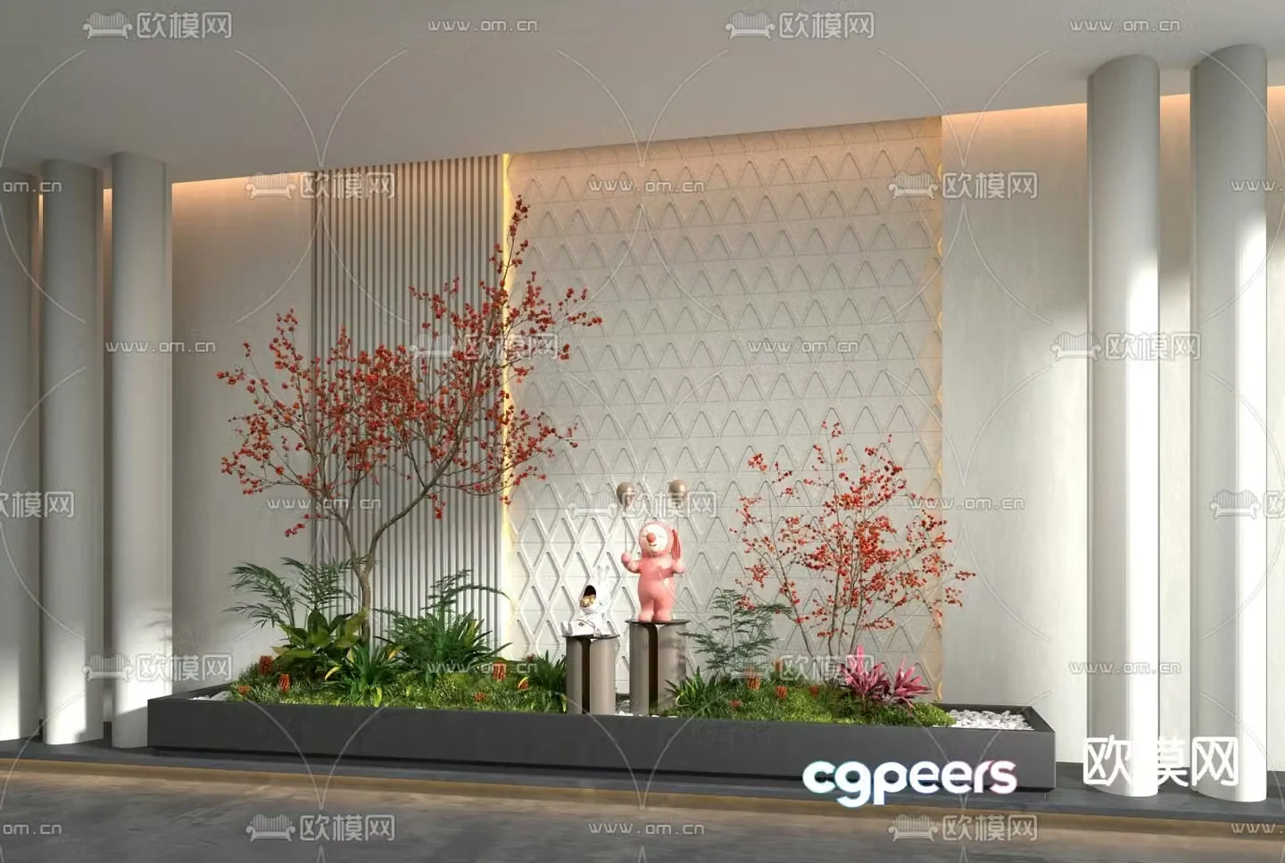 Indoor landscaping plant pile 3d model