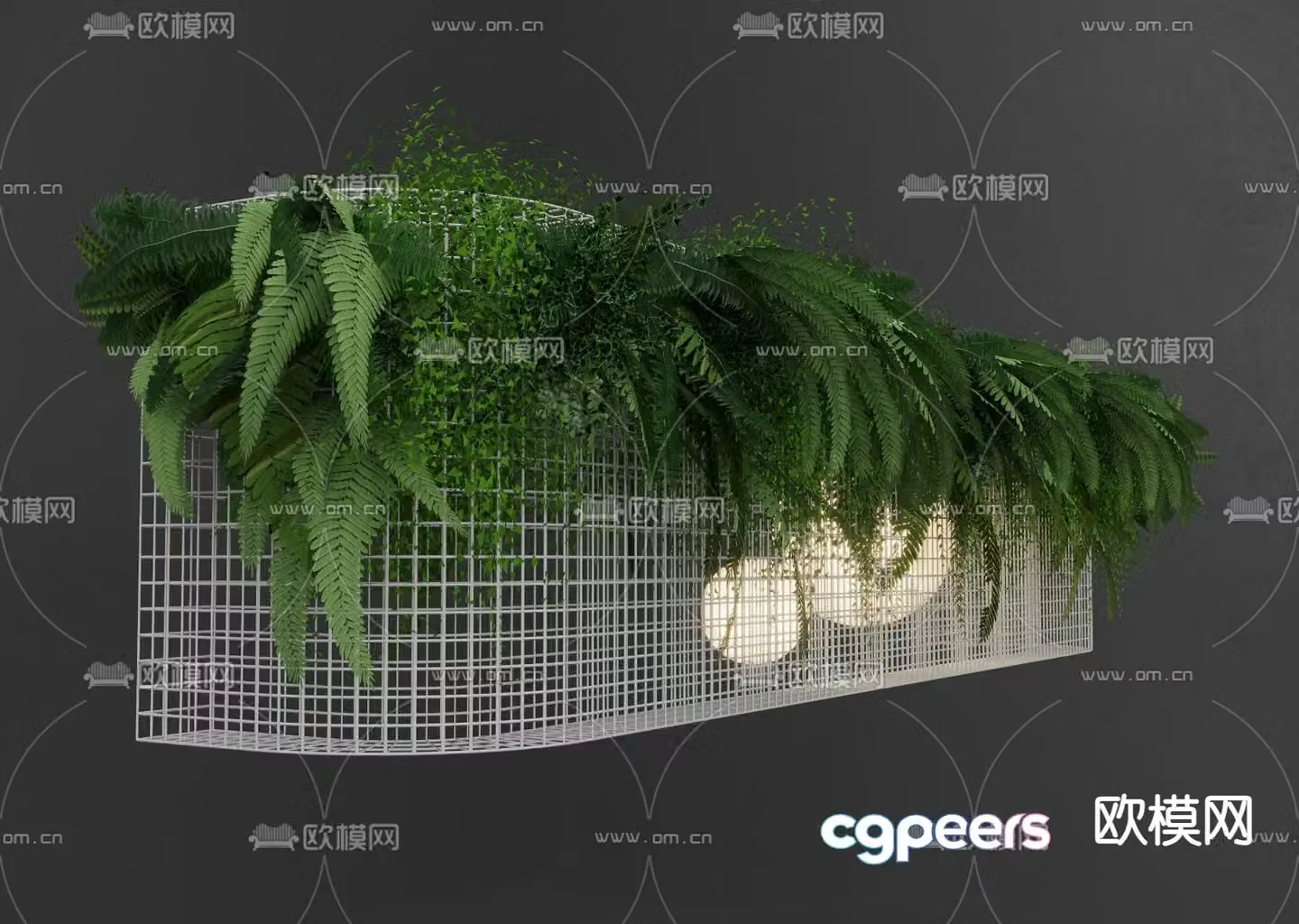 Hanging green plants hanging basket 3d model