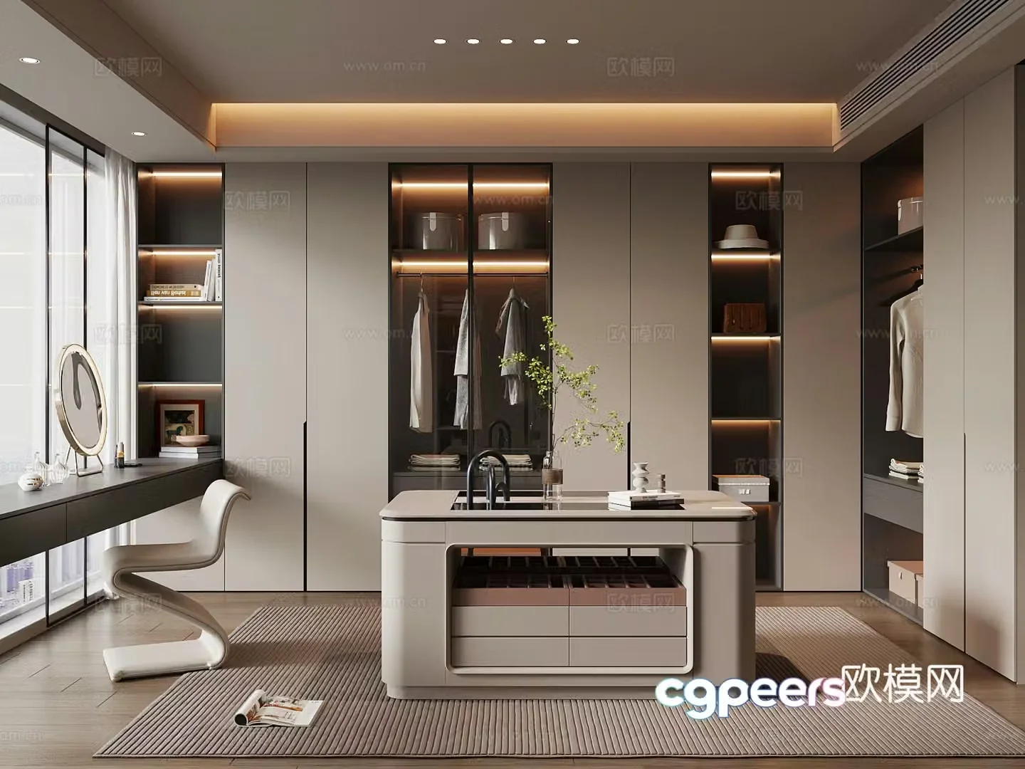 Modern simple cloakroom wardrobe 3d model