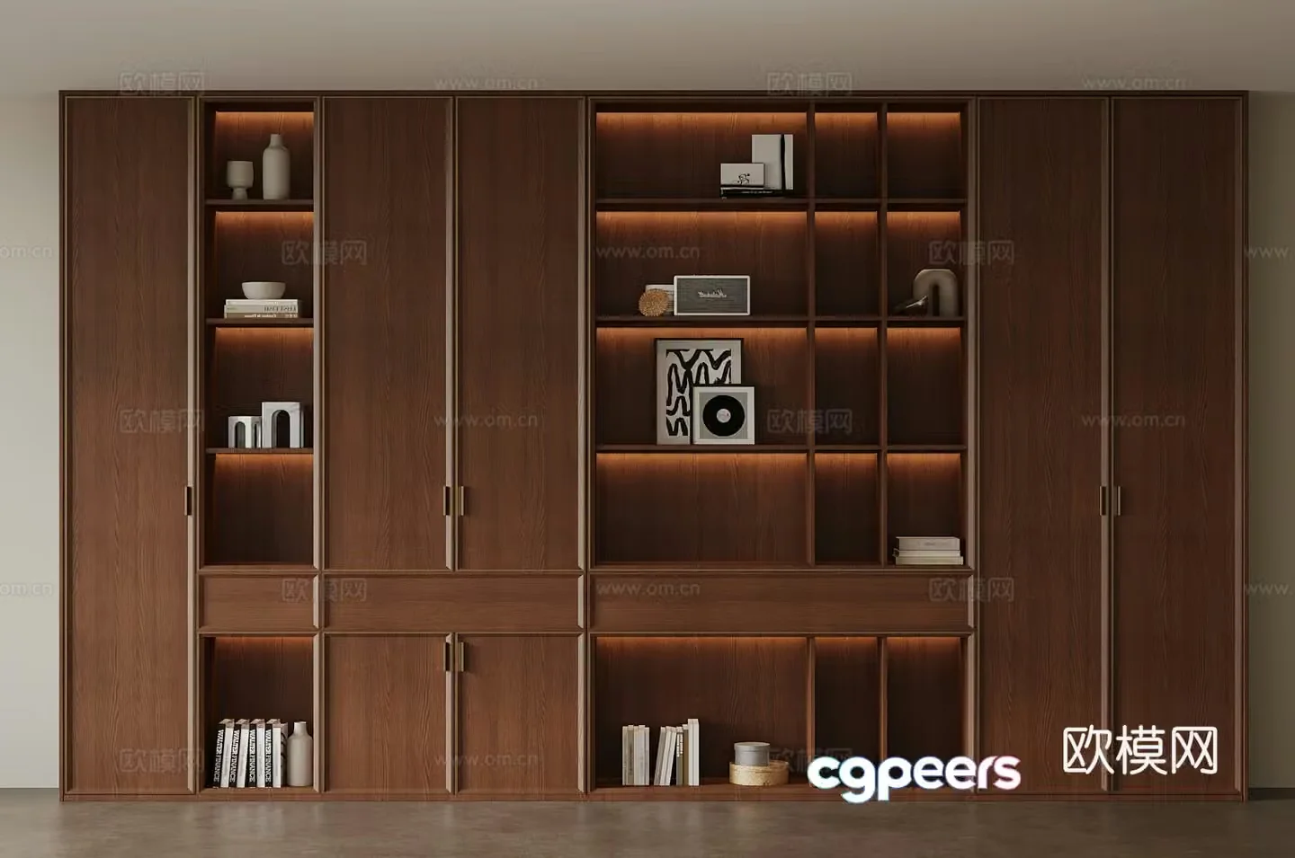 Bookcase Middle style solid wood bookcase Book ornament 3D model