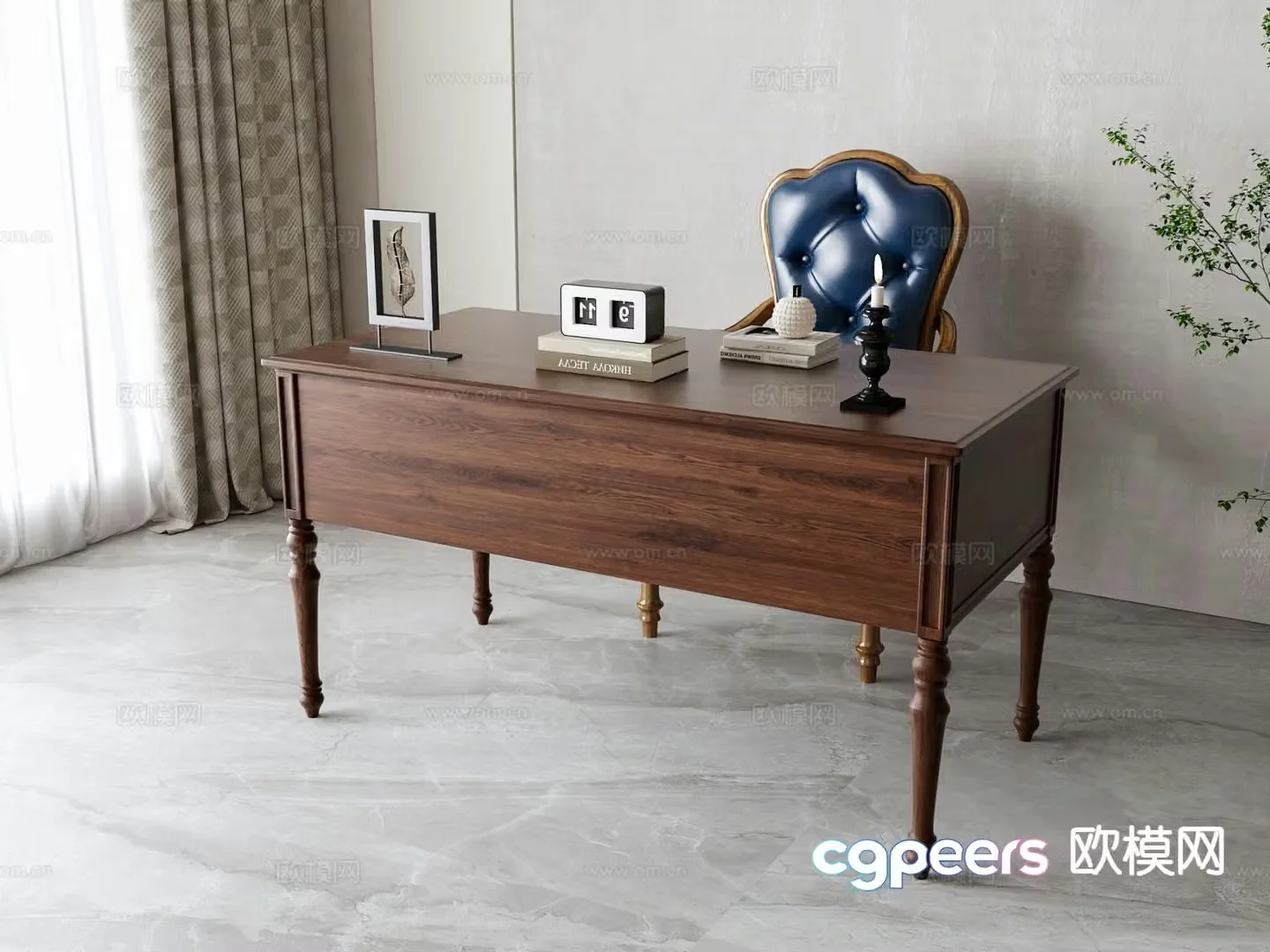 American desk and chair 3d model