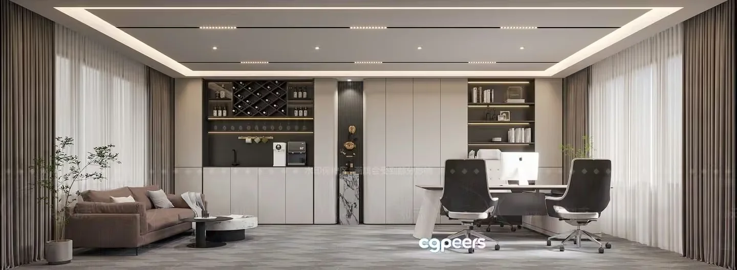 Modern Office Space 3D Model – 21132 – VRAY Render
