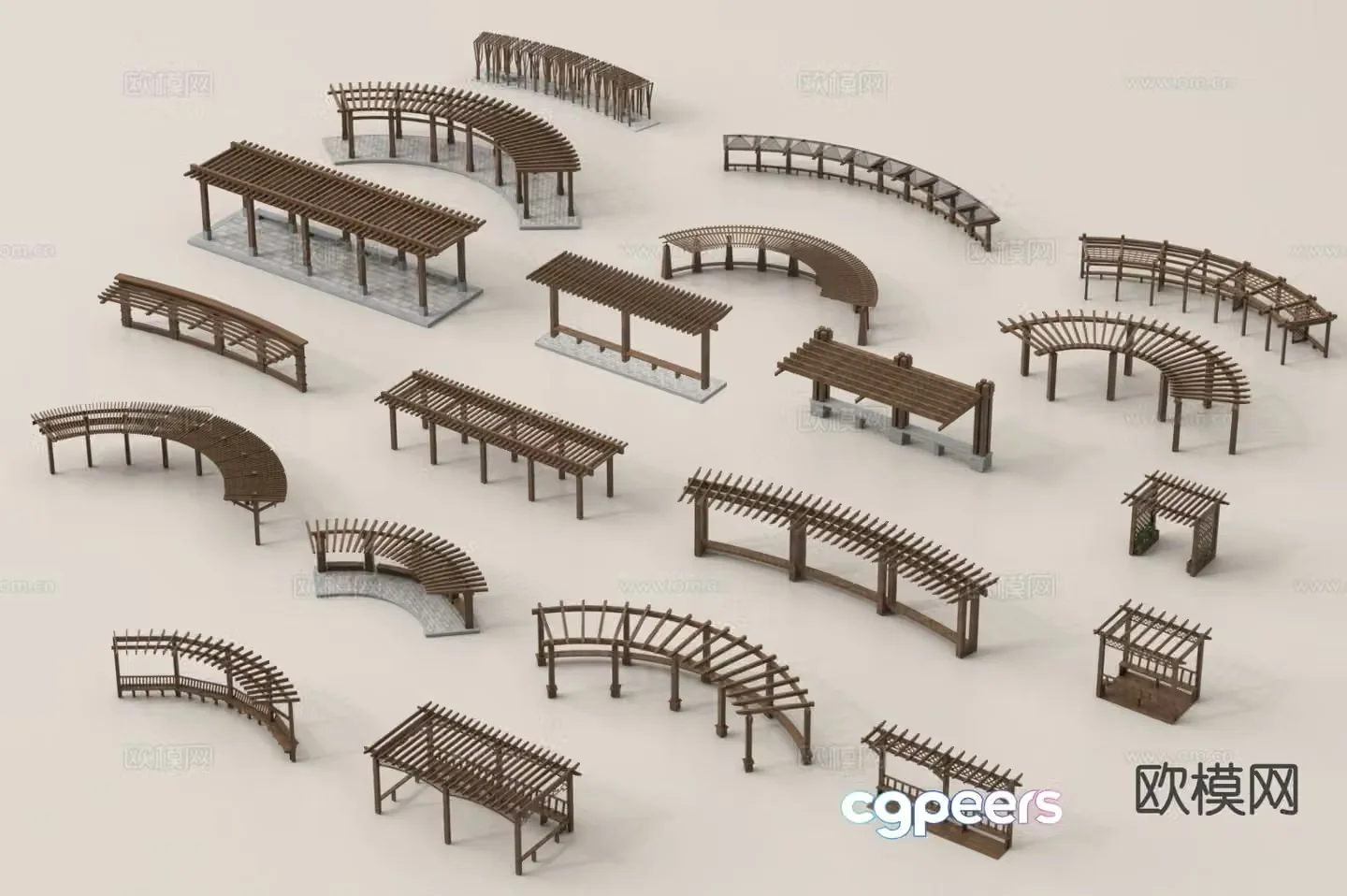 Flower rack curved gallery rack vine rack grape rack gallery rack 3D model