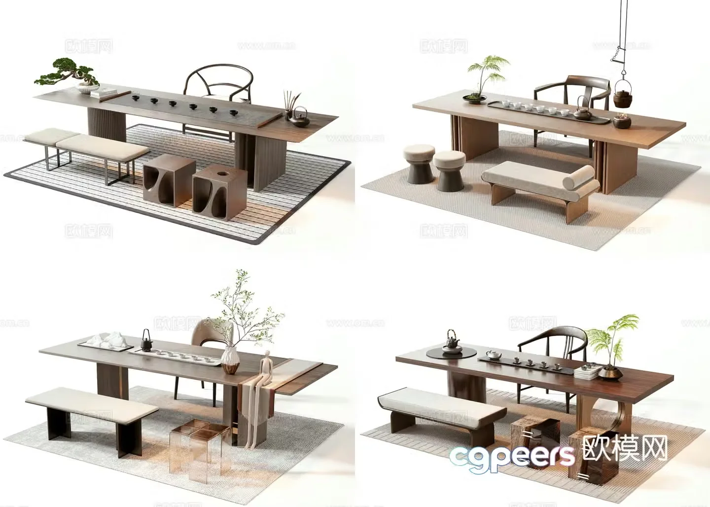 Tea table and chair 3d model