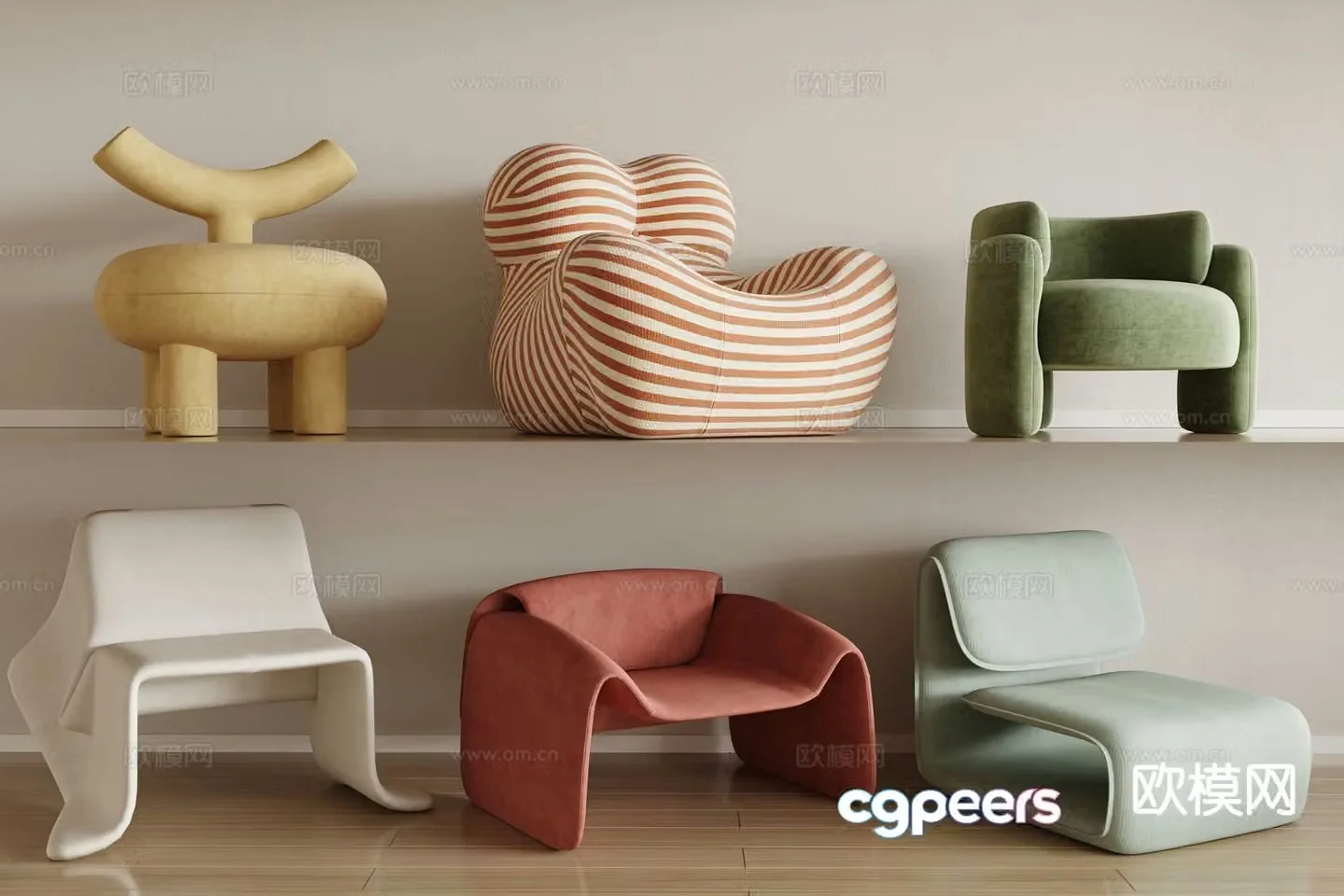 Modern single sofa lazy sofa 3d model