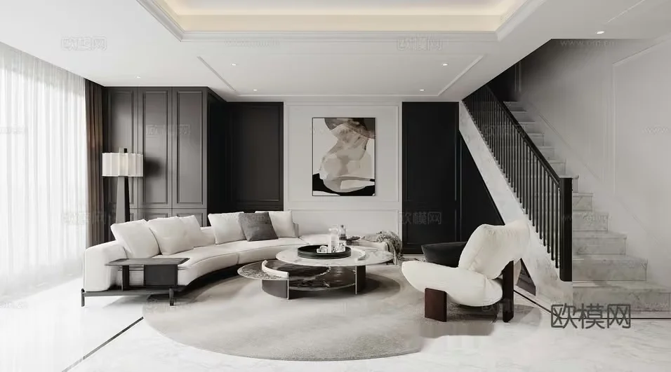 Modern Living Room 3D Model – 17834 – CORONA Render