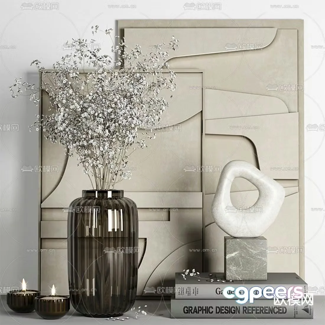 Cor modern book vase scented candle ornament 3d model