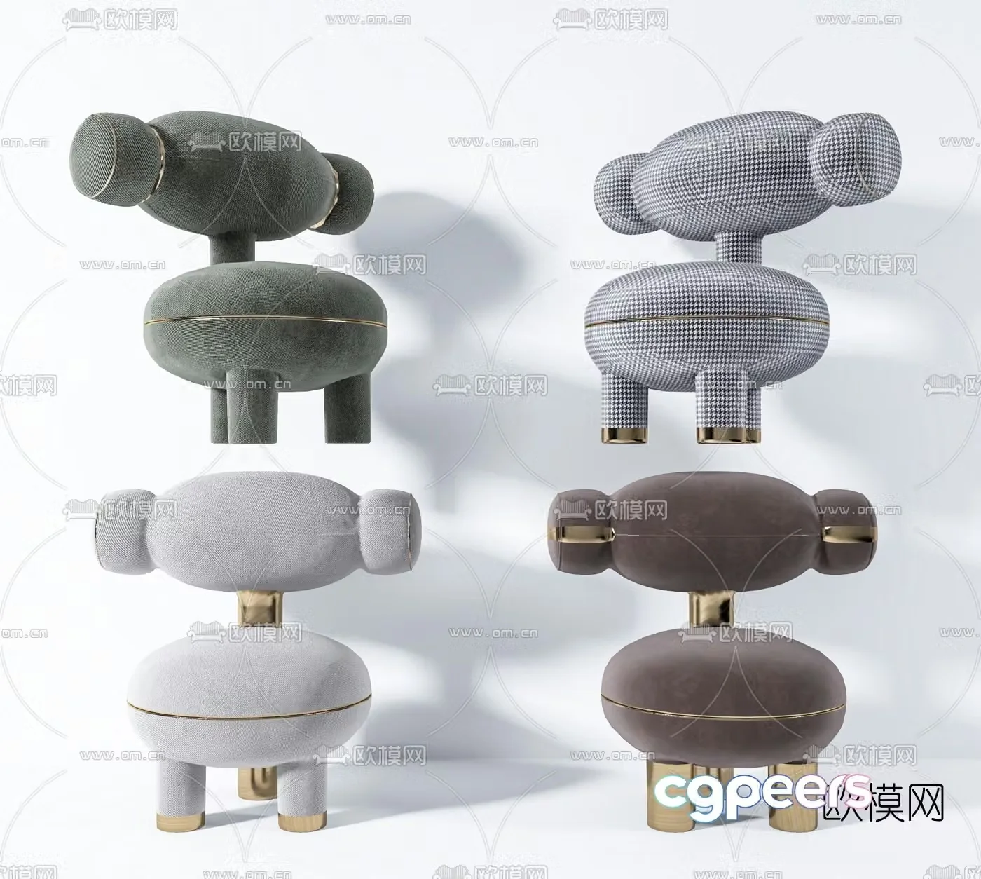 Nordic velvet children’s chair 3d model