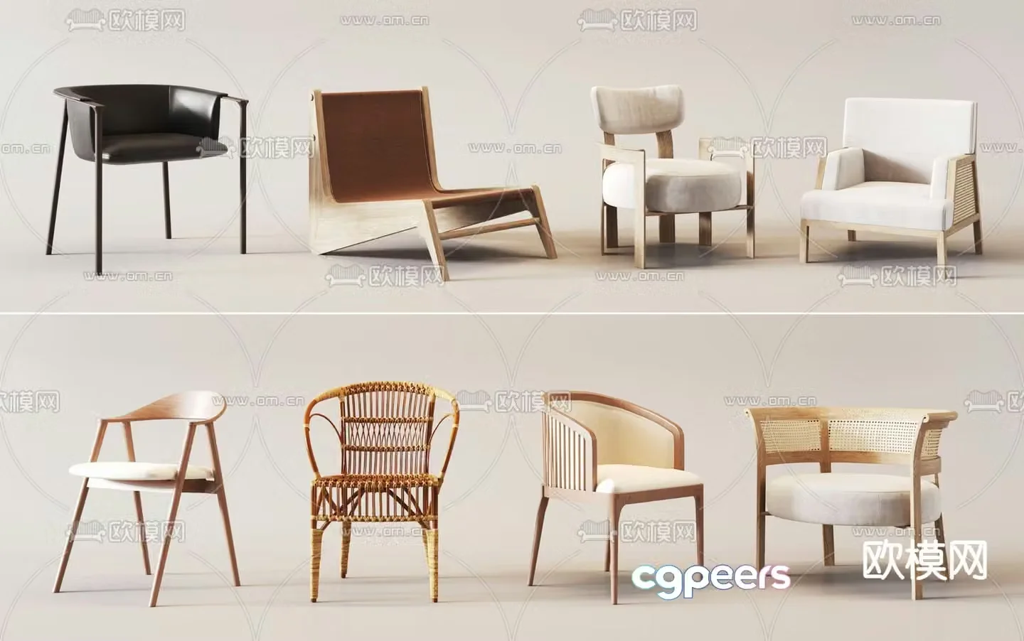 Wabi-sabi chair dining chair single chair 3d model