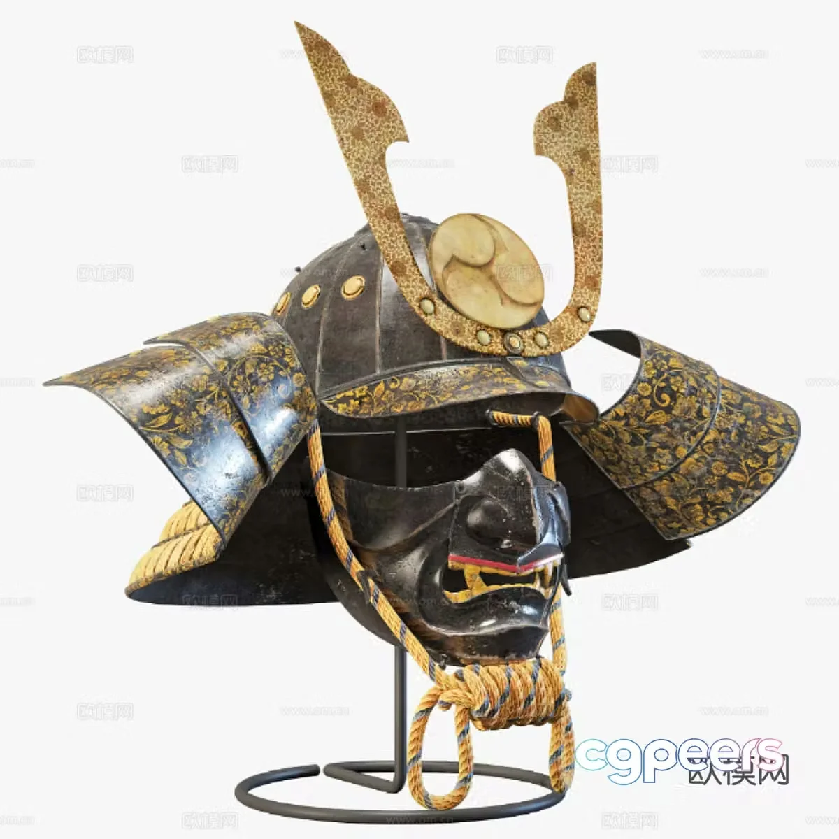 Japanese style Kabuto samurai helmet ornament 3d model