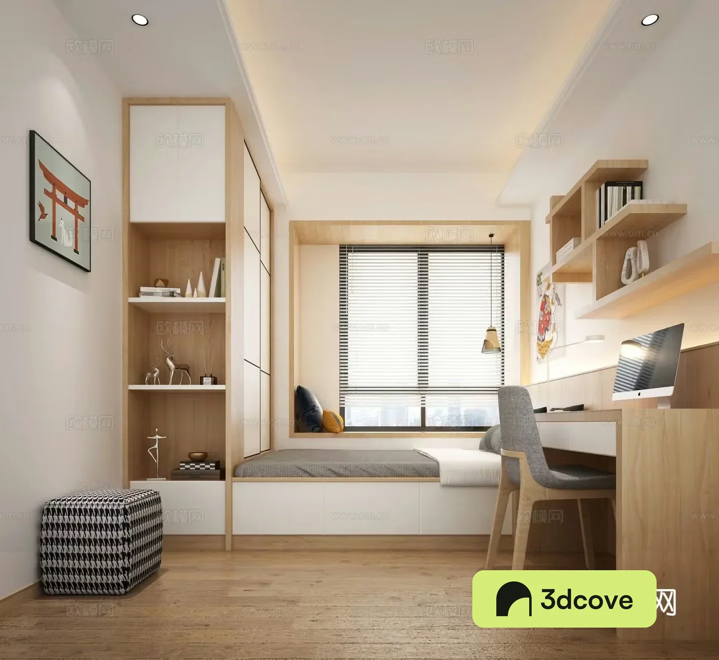 Log style tatami bedroom