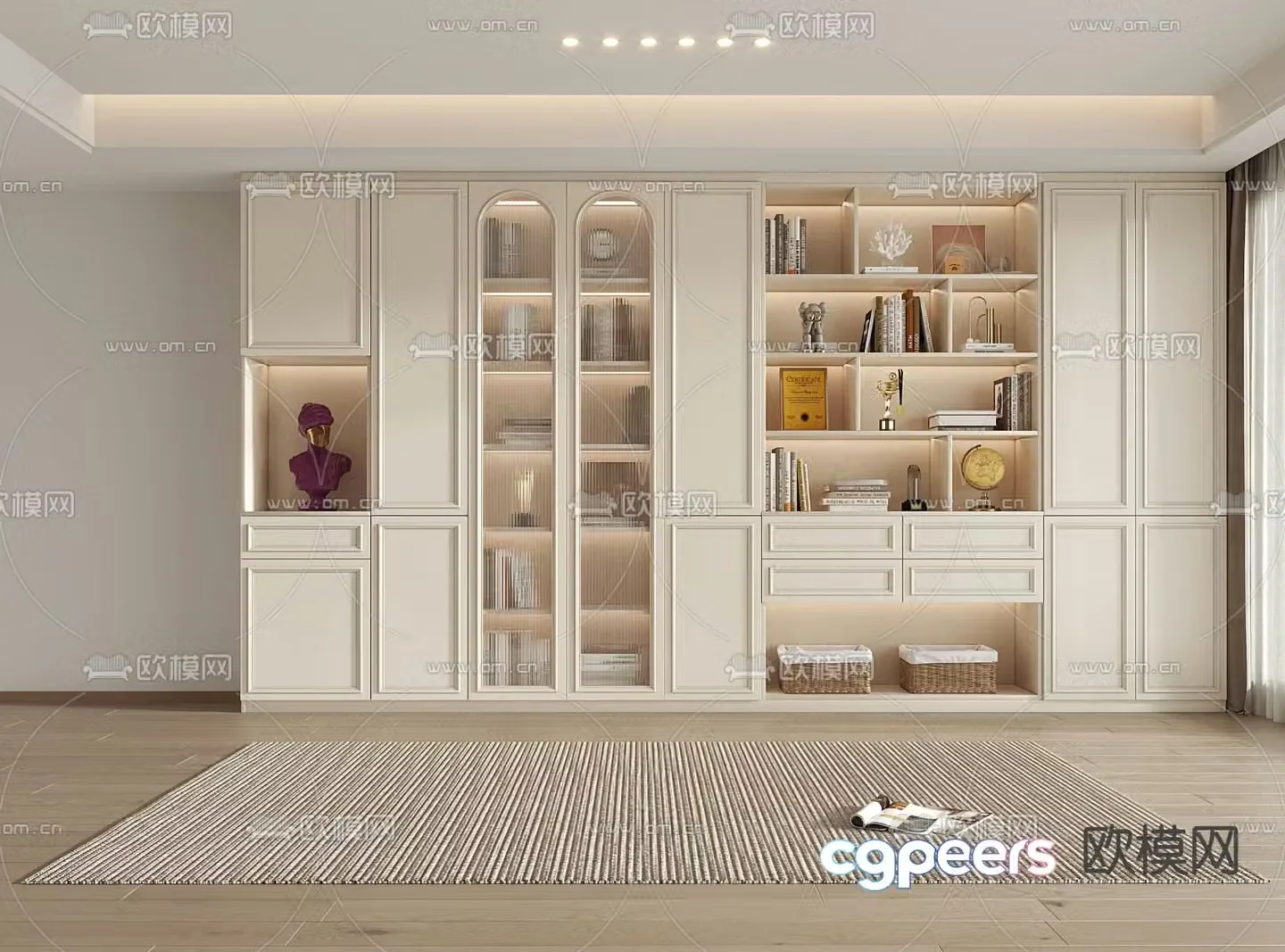 French bookcase decorative cabinet 3d model