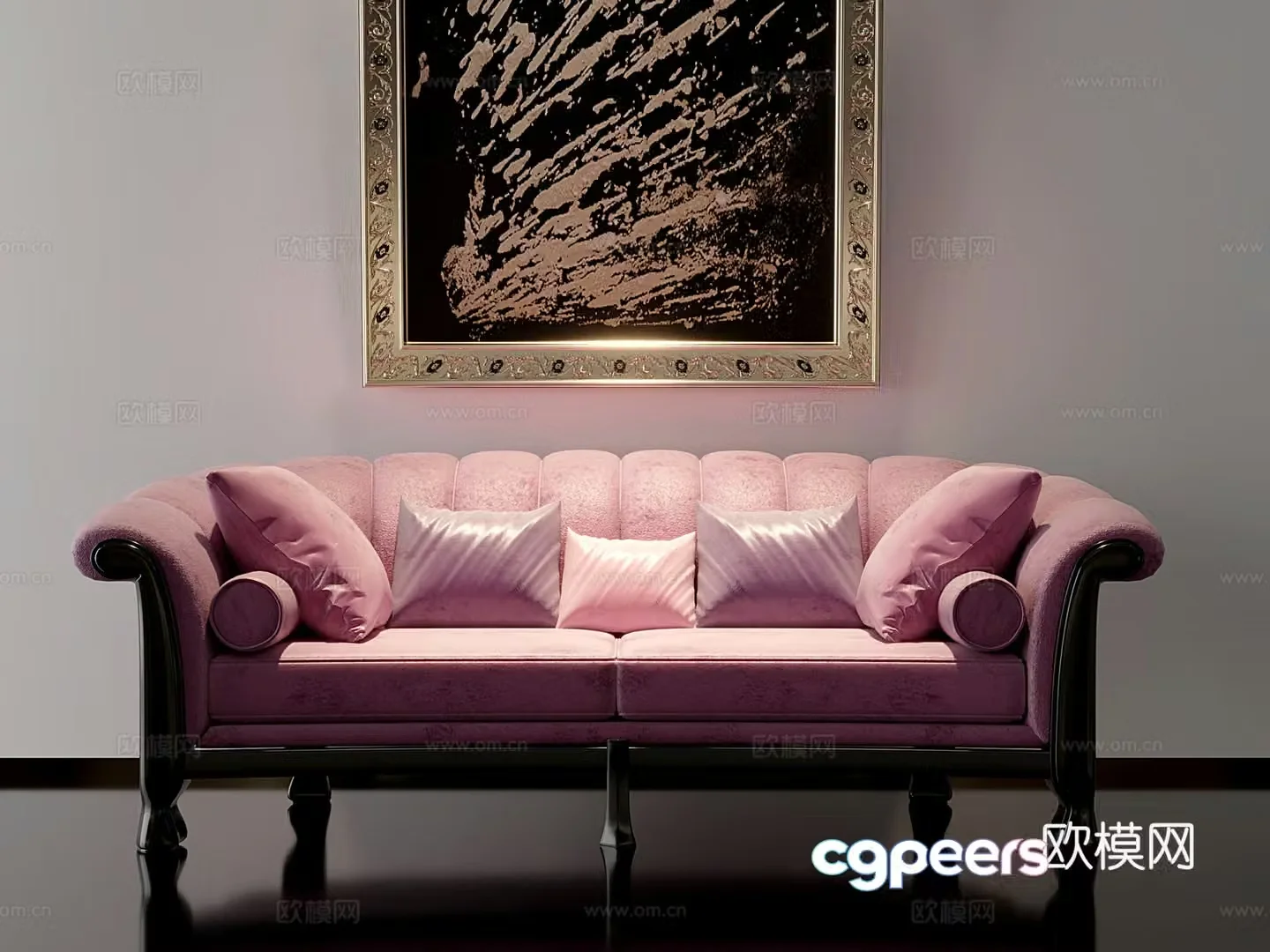 European style double sofa decorative painting 3d model