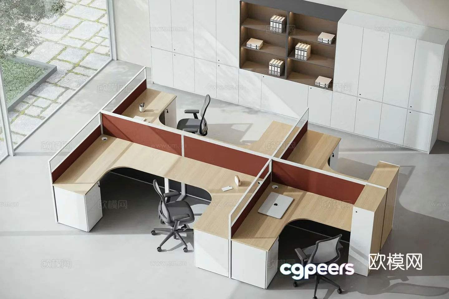 Modern open office area 3D model