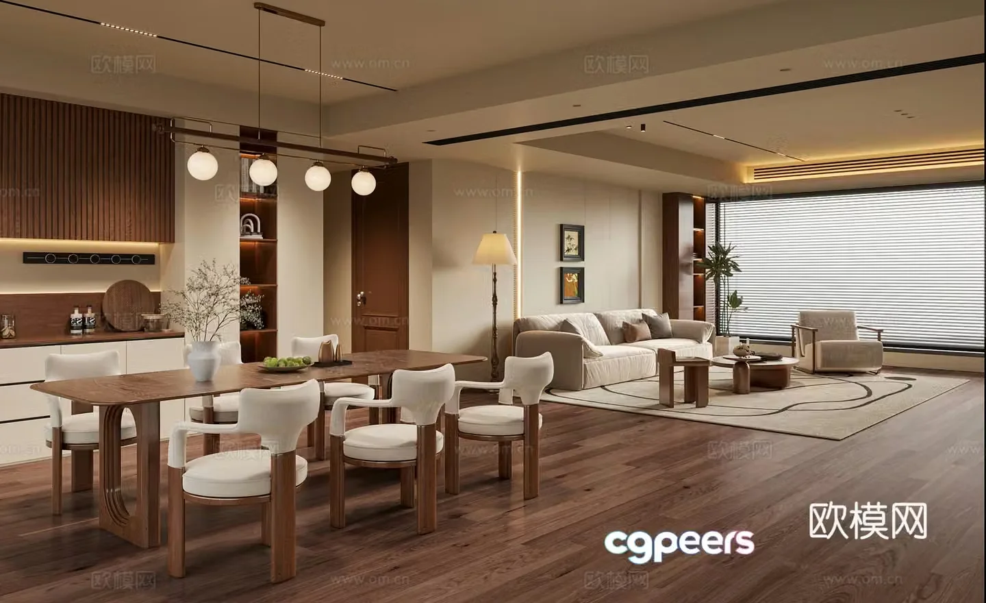 Modern medieval style living room sofa and coffee table combination dining table and chair combination sideboard leisure chair 3D model