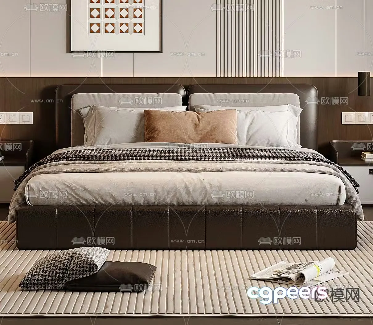 Italian double bed 3d model