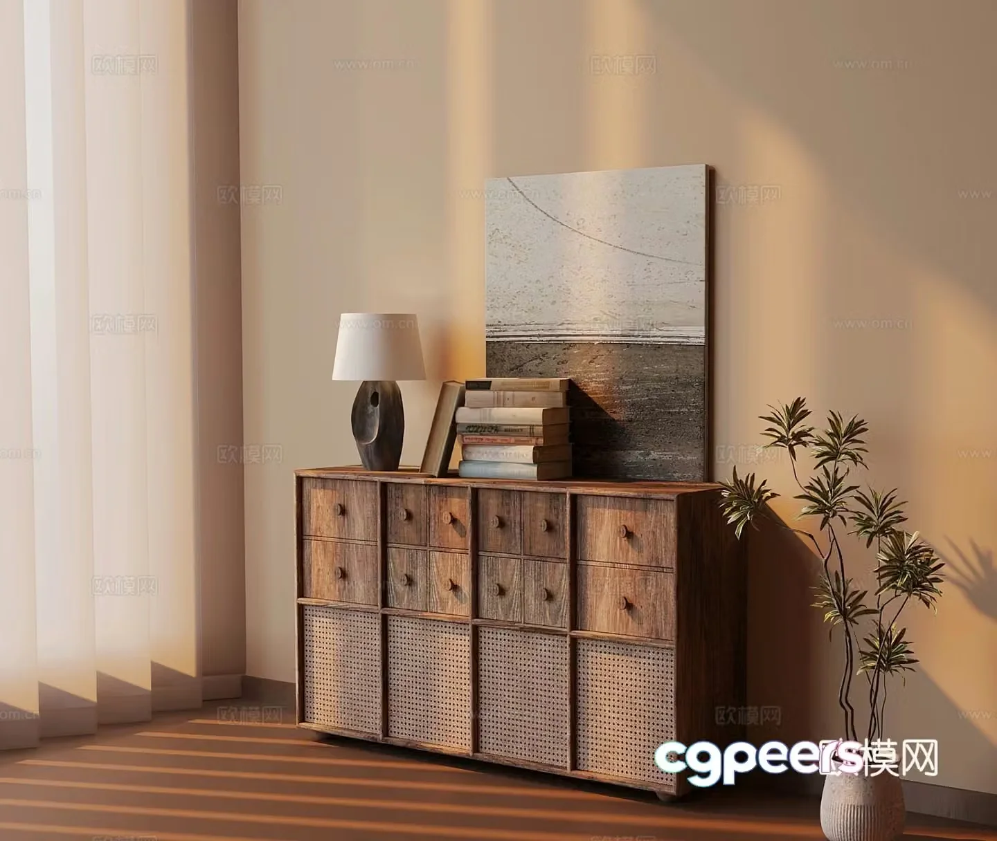 Medieval style chest of drawers 3D model