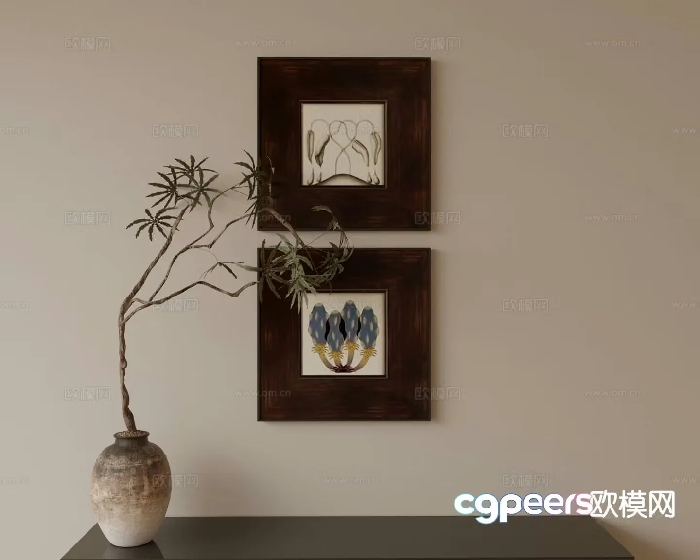 Medieval style hanging painting decorative painting 3d model