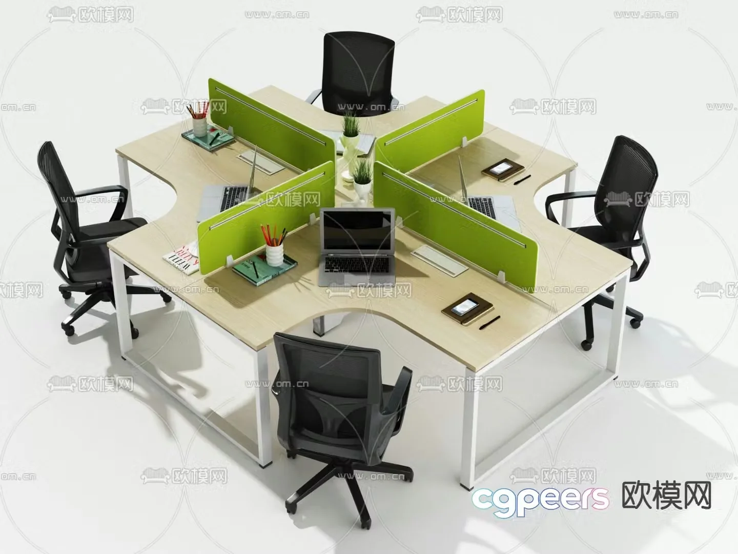 Card space desk workstation 3D model