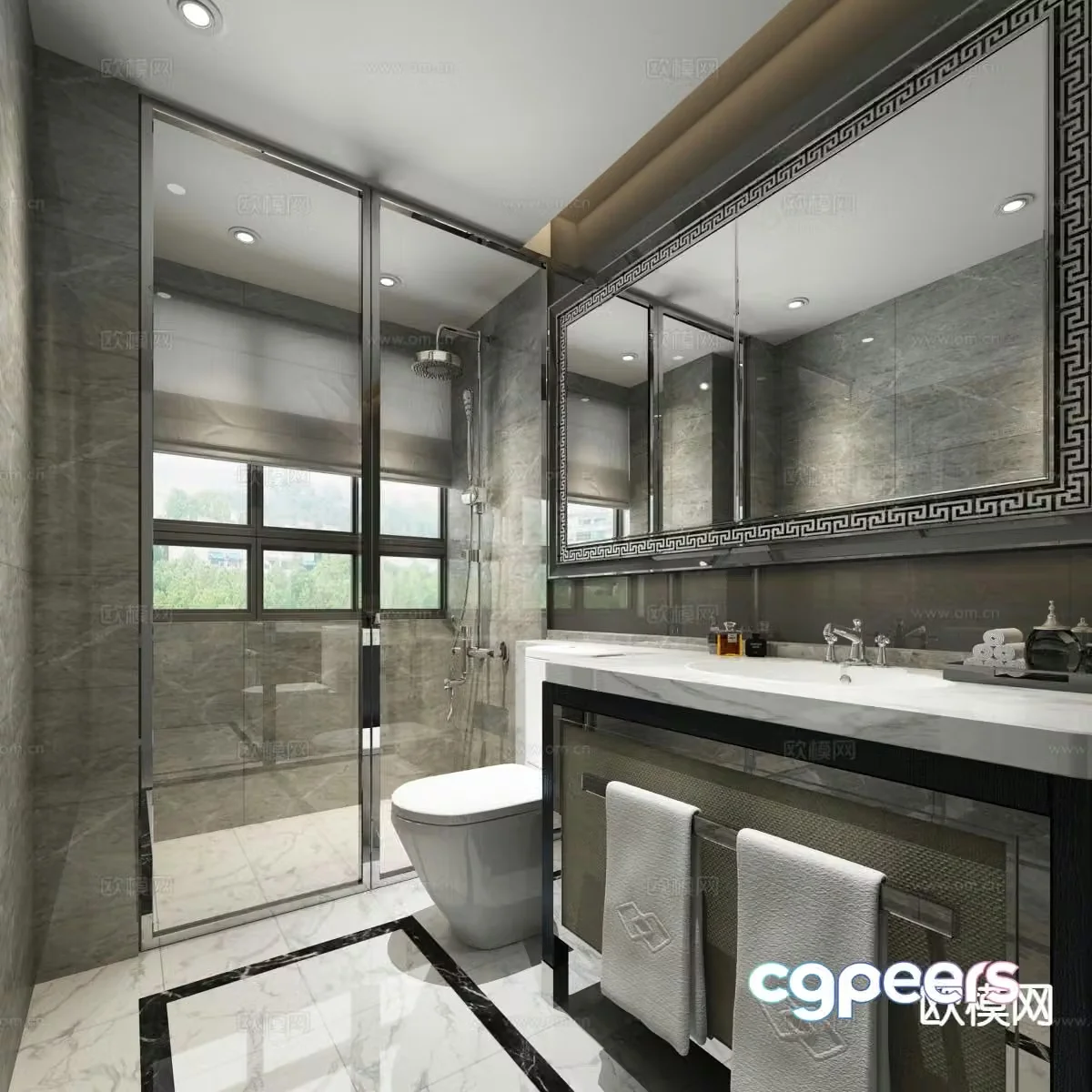 New Chinese style bathroom bathroom toilet 3d model