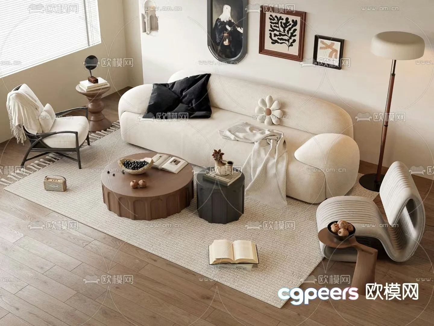 Medieval style modular sofa 3D model