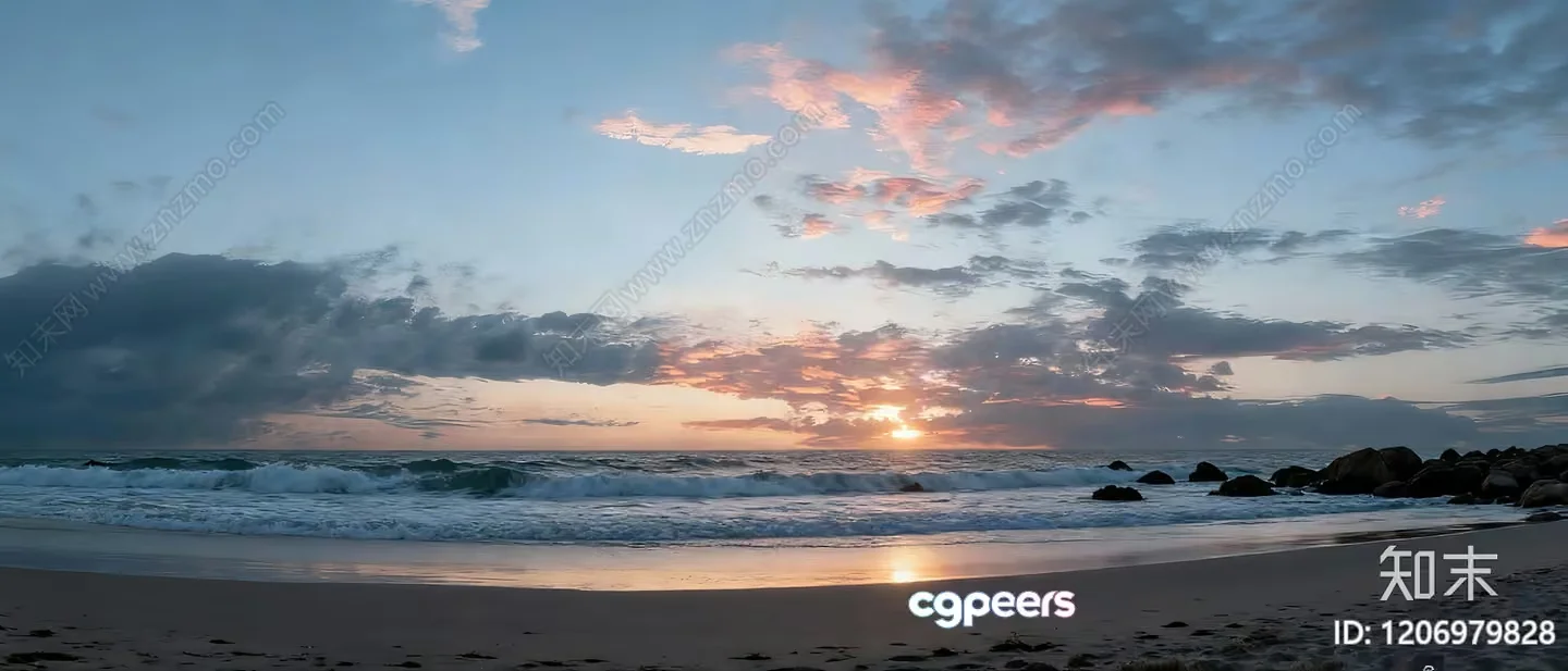 A Serene Beach Scene At Sunset 3D Model – 7399 – VRAY Render