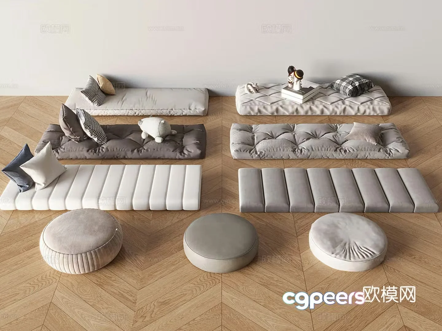 Tatami mat seat cushion bay window mat 3d model