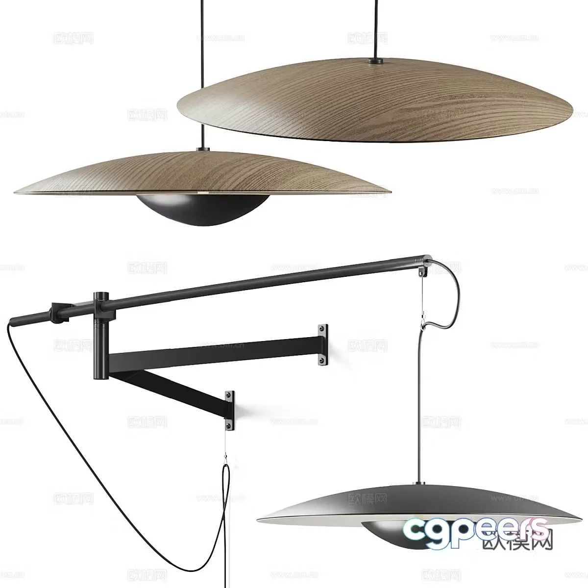 Modern hanging line wall lamp 3d model
