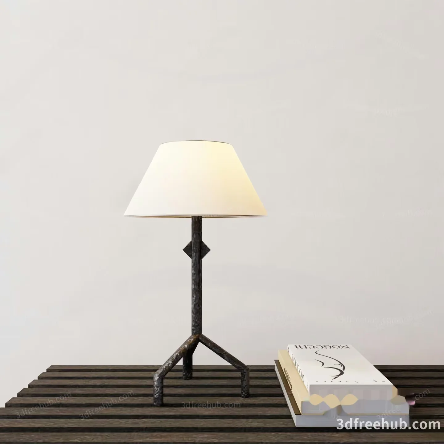 A Table Lamp With A White Shade 3D Model – 19138 – VRAY Render