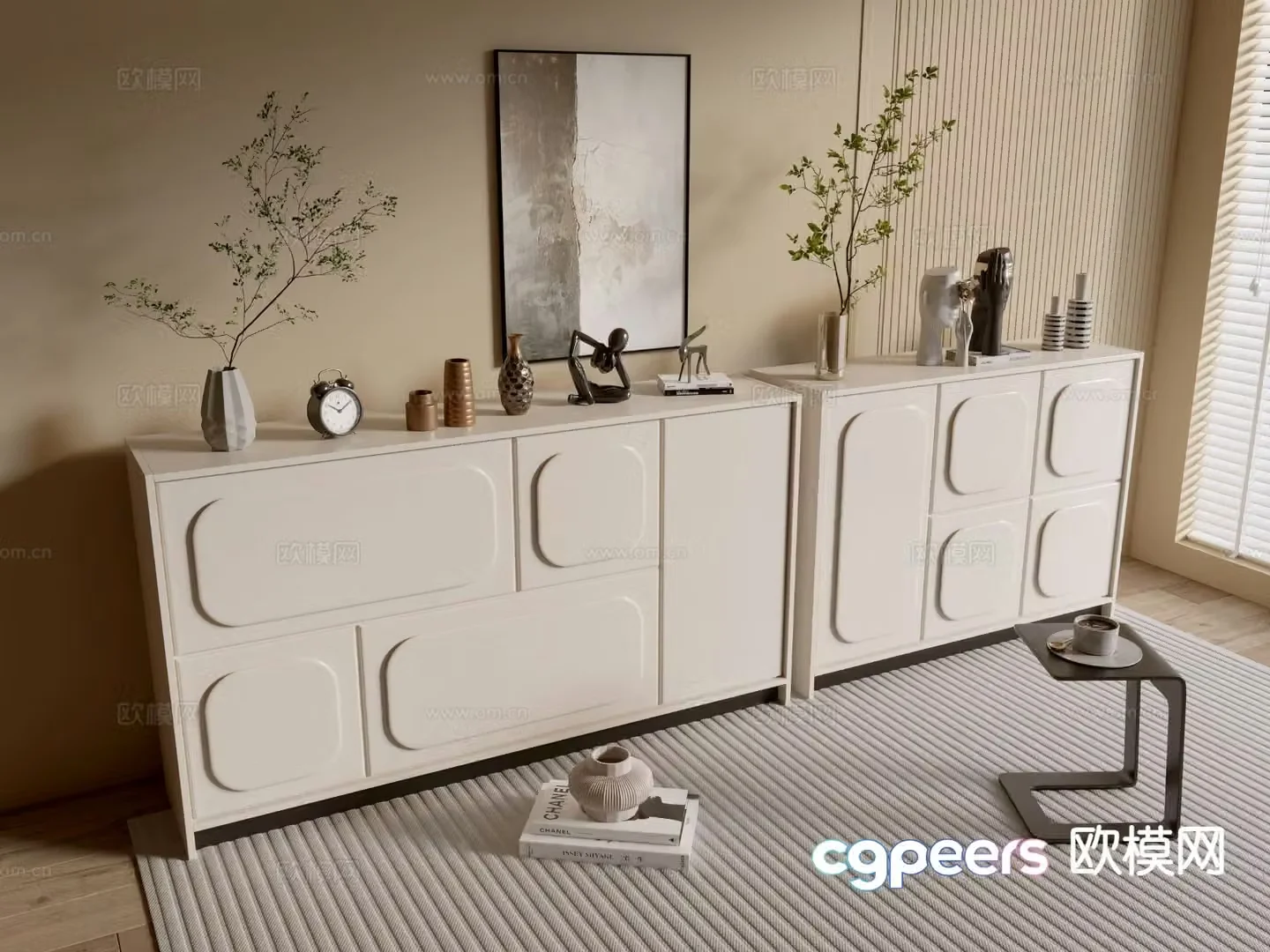 Cream style entrance cabinet 3d model