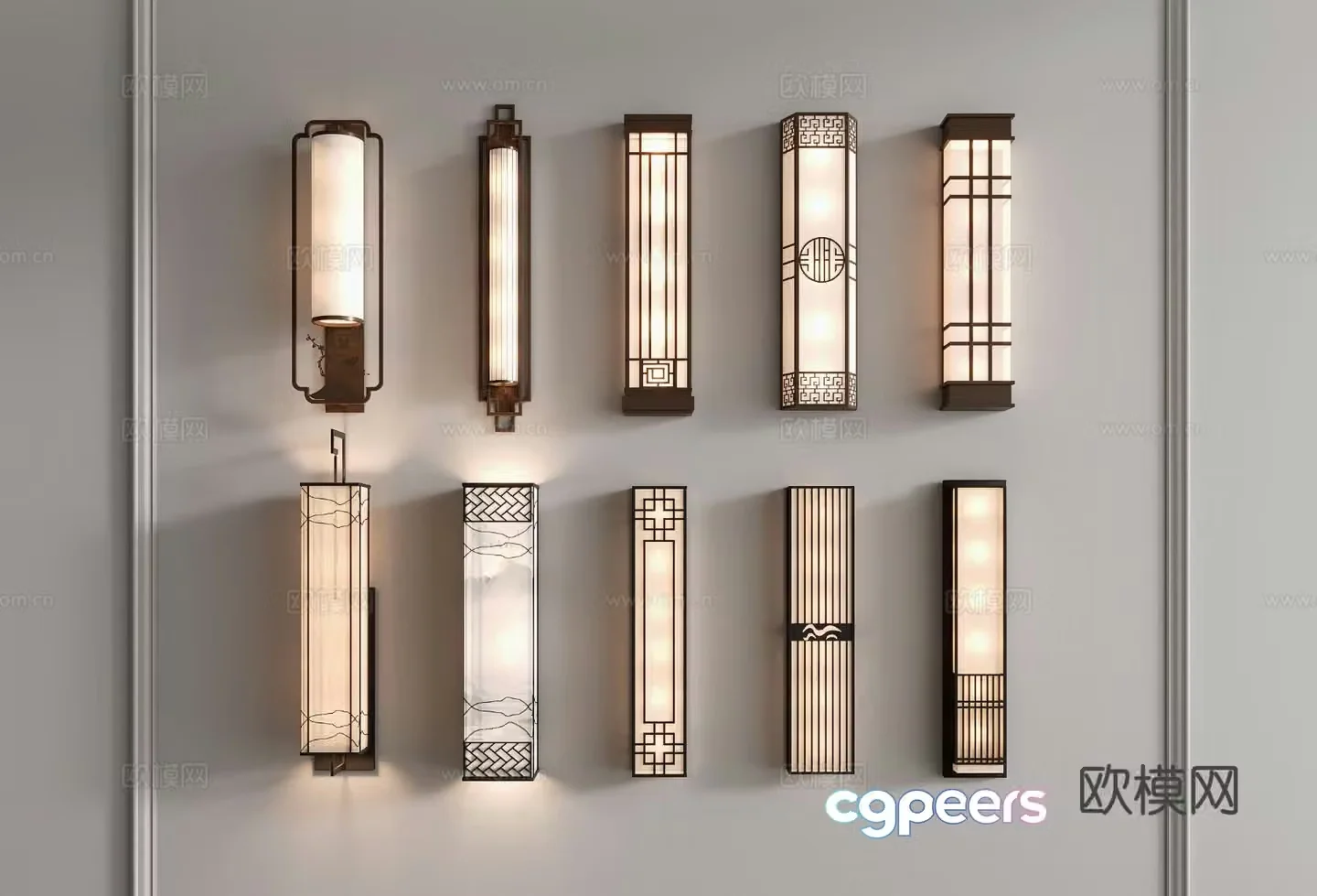 Chinese style wall lamp lattice wall lamp 3d model