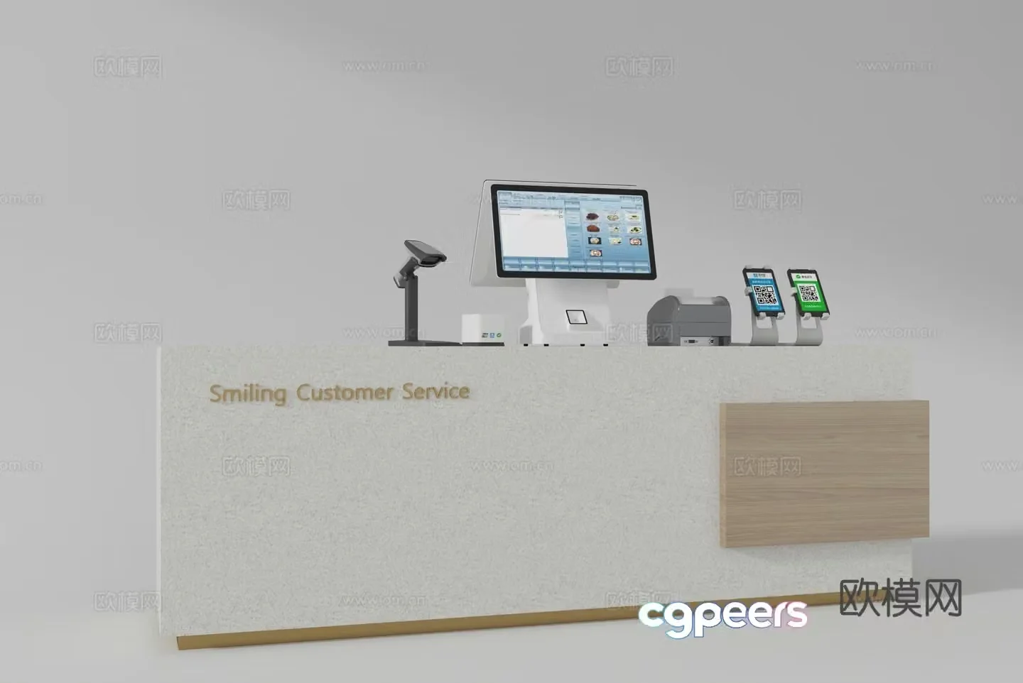 Modern light luxury cash register_Modern cash register_Front desk_House desk_Cash register 3D model