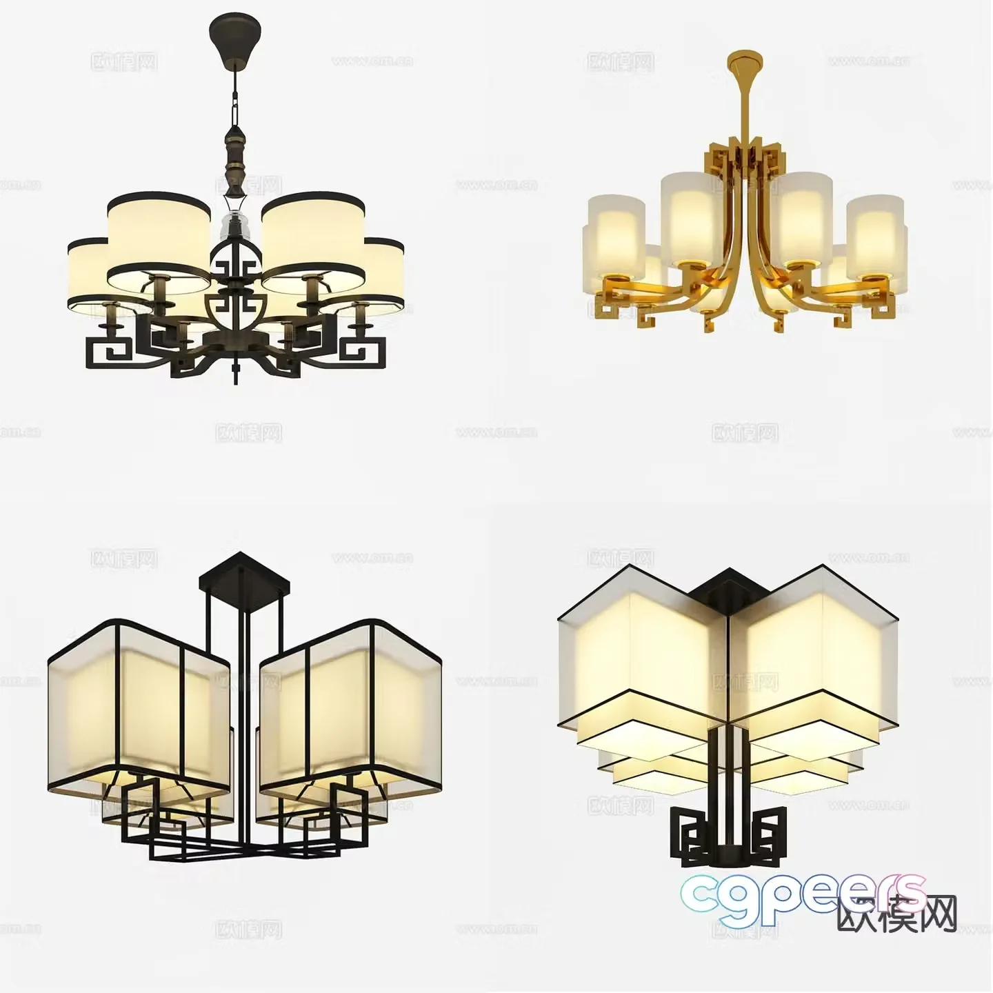 New Chinese style chandelier multi-head chandelier 3d model