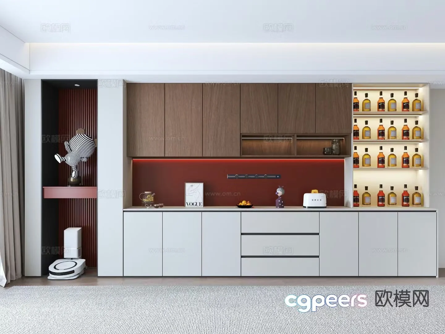 Italian wine cabinet sideboard 3d model