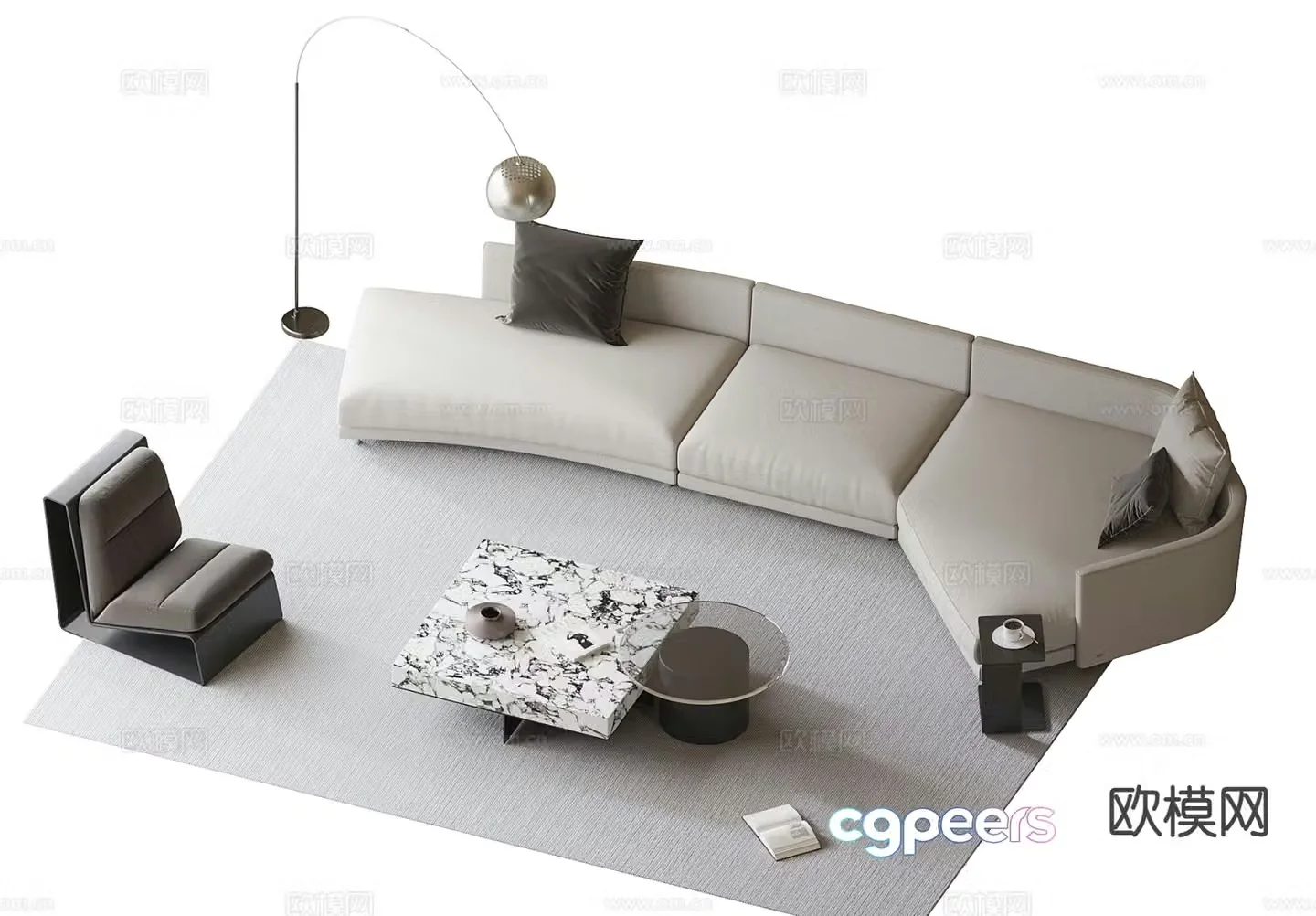 Modern sectional sofa 3d model