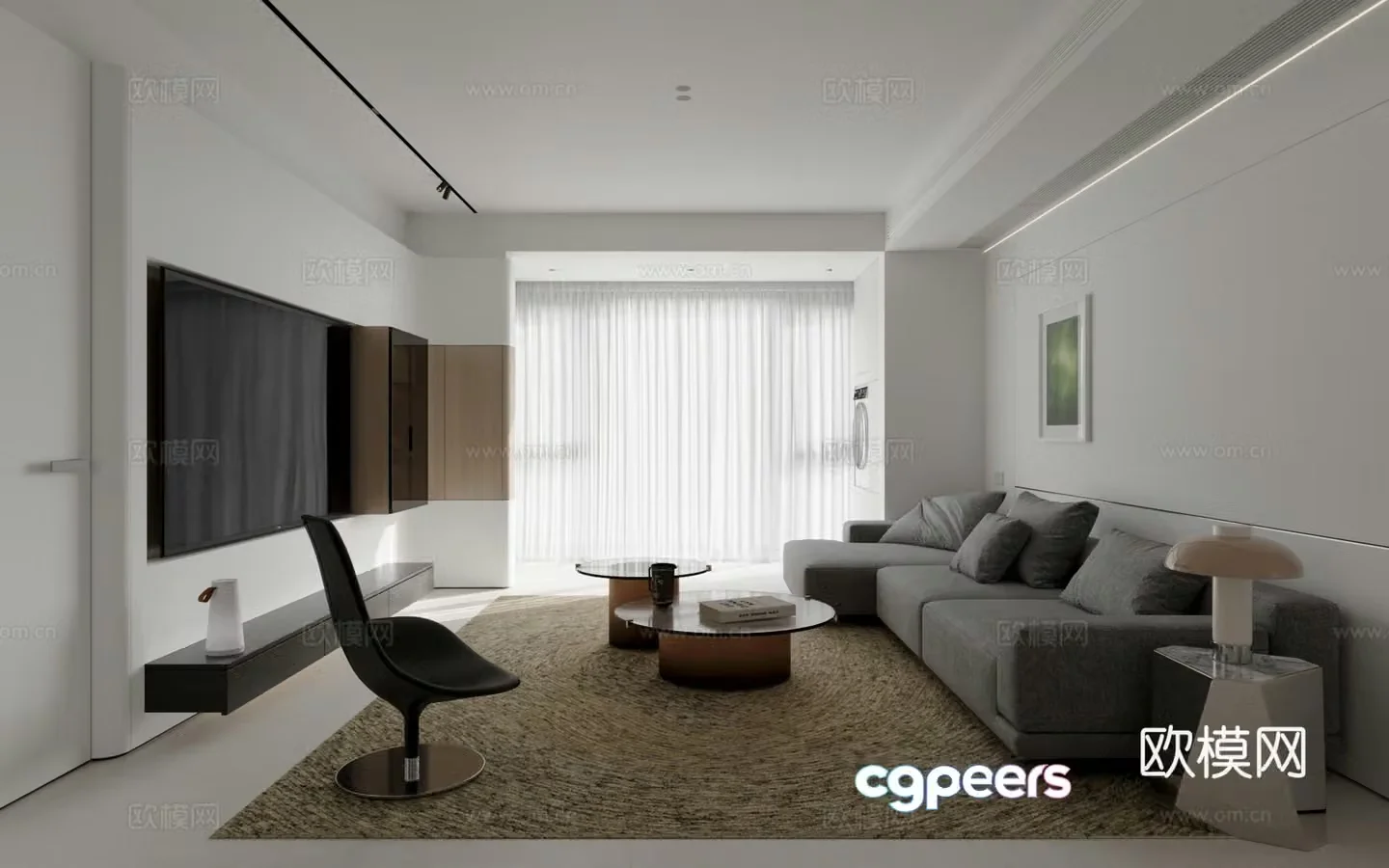 Modern living and dining room sofa coffee table carpet dining table 3d model