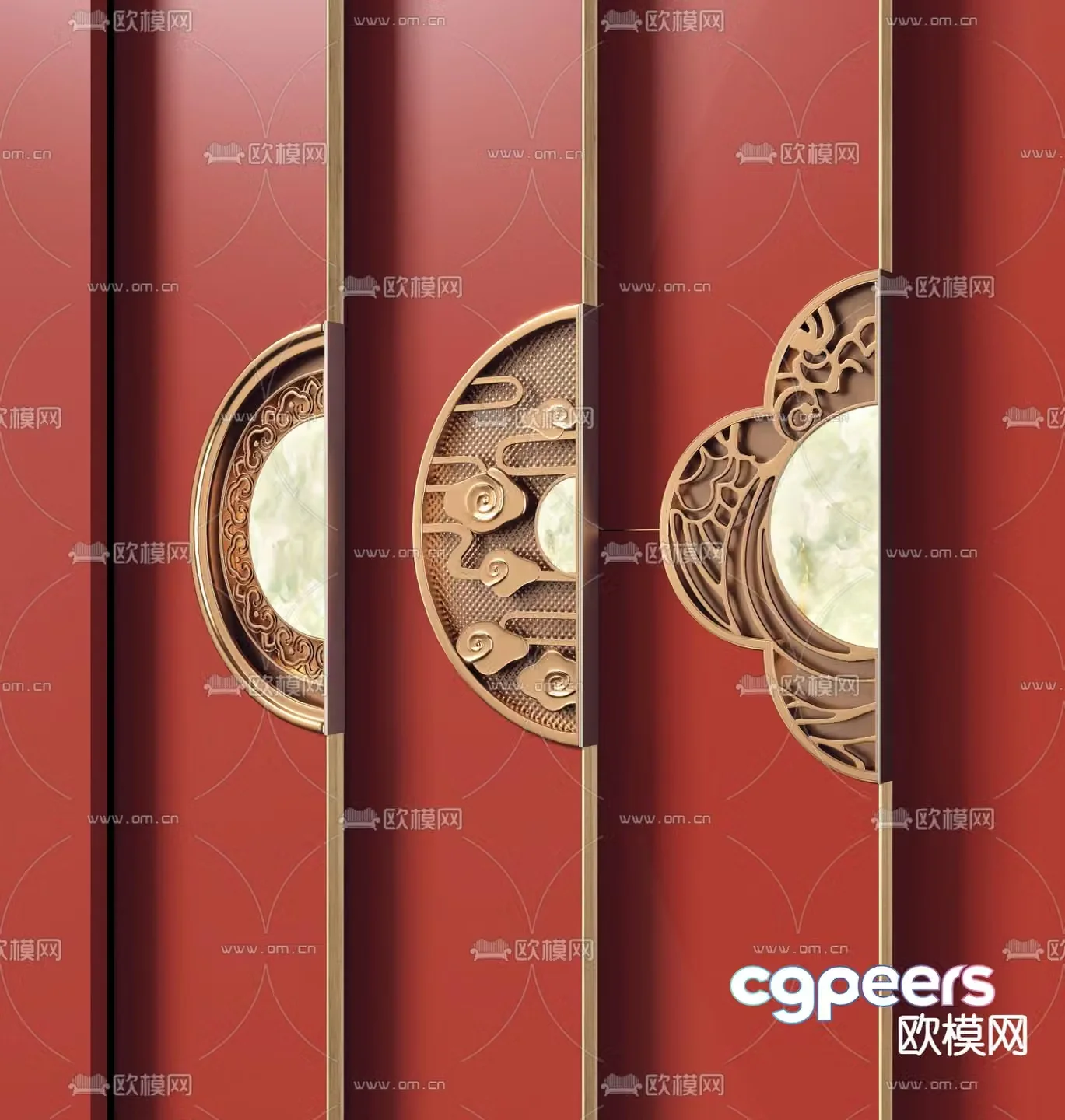 New Chinese door handle handle 3d model