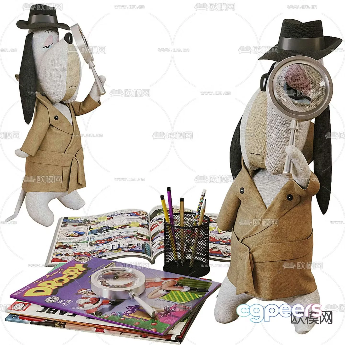 Children’s ornaments picture books magnifying glasses toys 3D model
