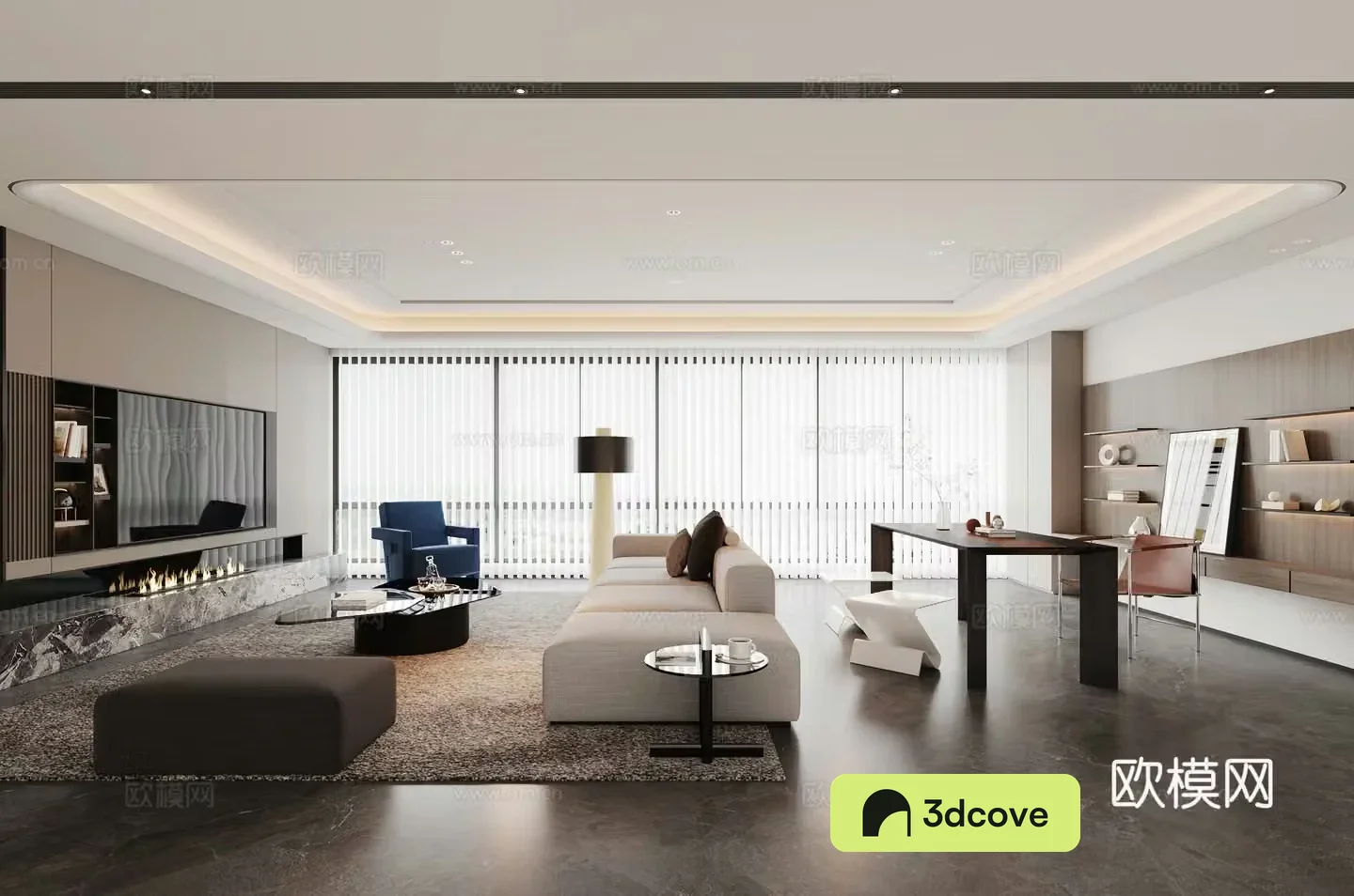 Modern Italian large flat living room sofa and coffee table combination desk and chair combination TV background wall
