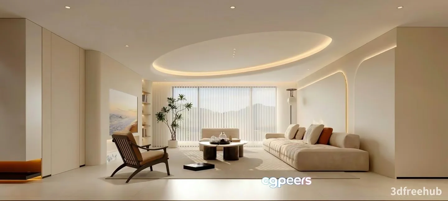 Modern Living Room 3D Model – 18966 – VRAY Render