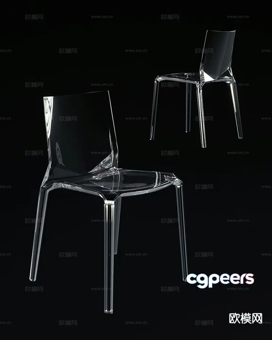 Modern acrylic chair leisure chair 3d model