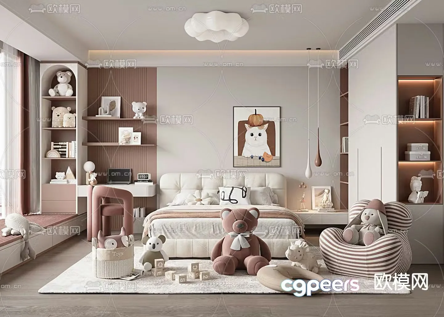 Modern bedroom Children’s room Girl’s room 3d model