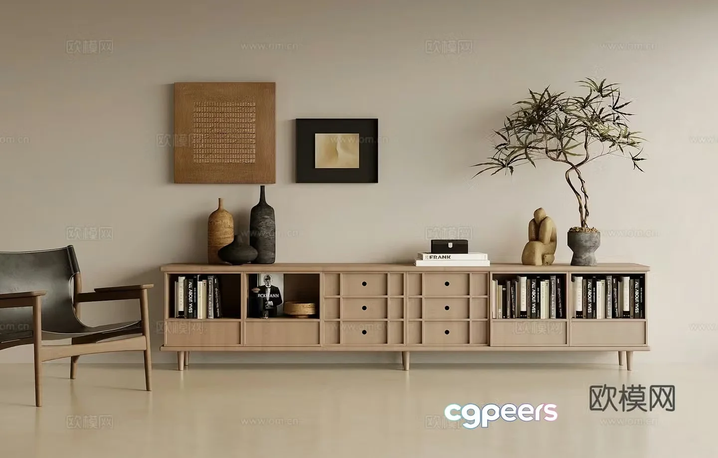 Medieval style low cabinet TV cabinet base cabinet 3D model