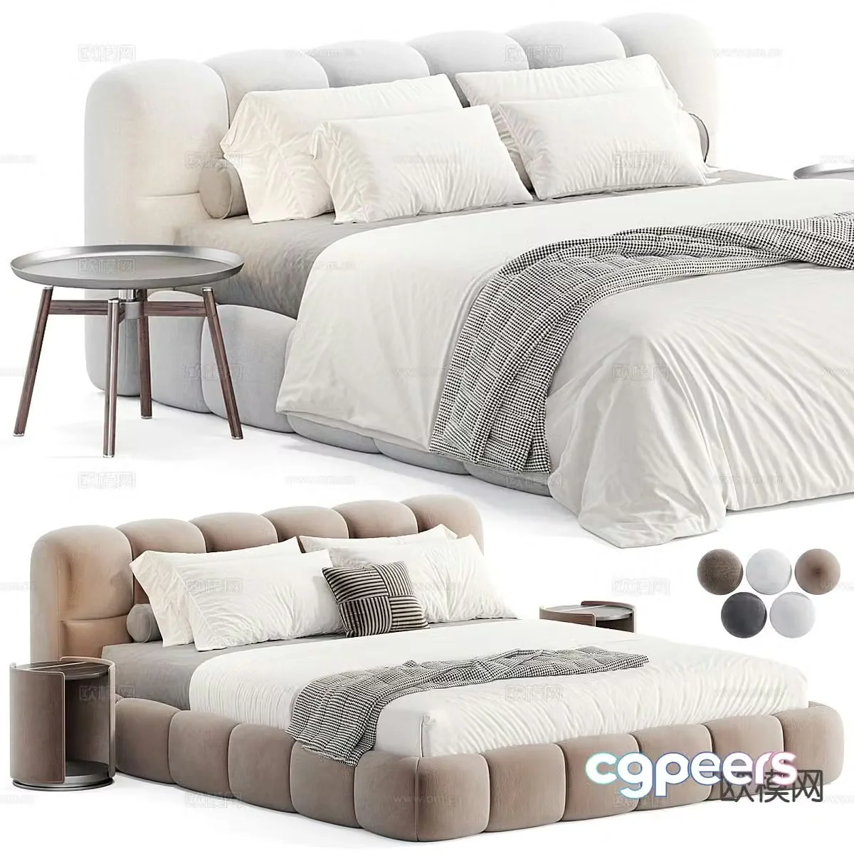 Italian double bed 3d model