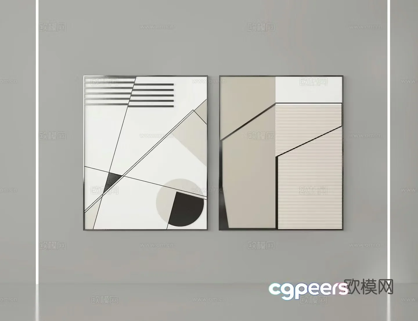 Modern abstract hanging painting 3d model