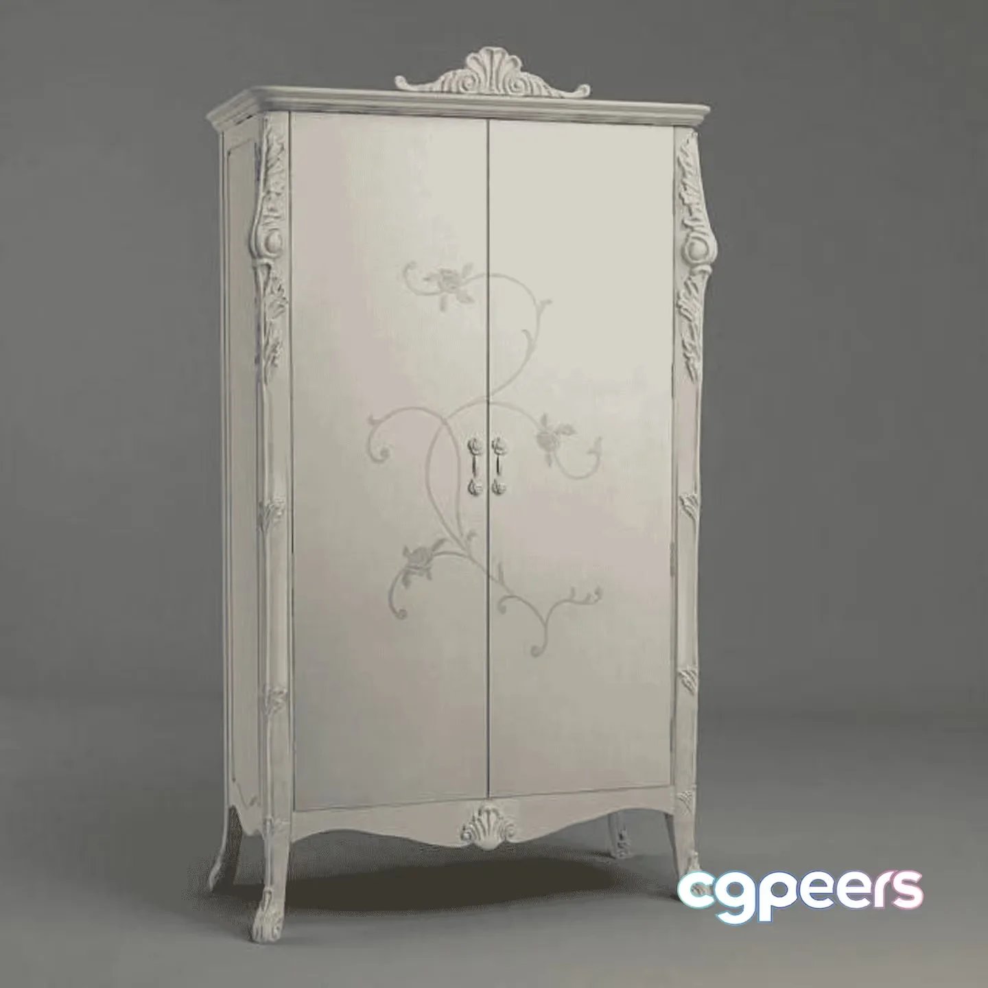 A White Armoire 3D Model – 18122 – VRAY Render